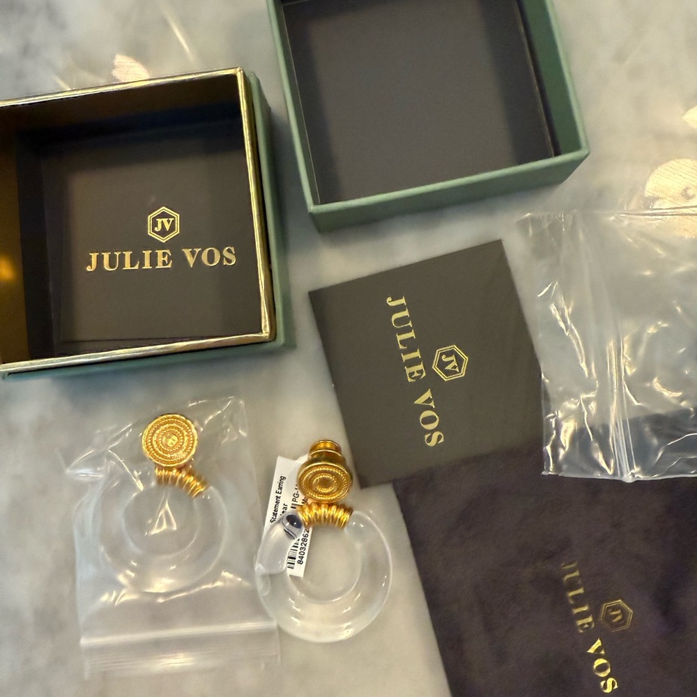 Julie Vos Gold and Clear Spiral Hoop Madeline Earrings